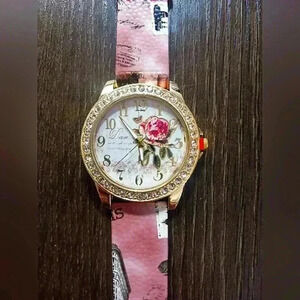 Rhinestone rose watch